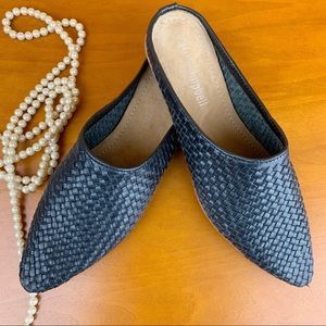 Jeffery Campbell Black Woven Mules. Size 7.5